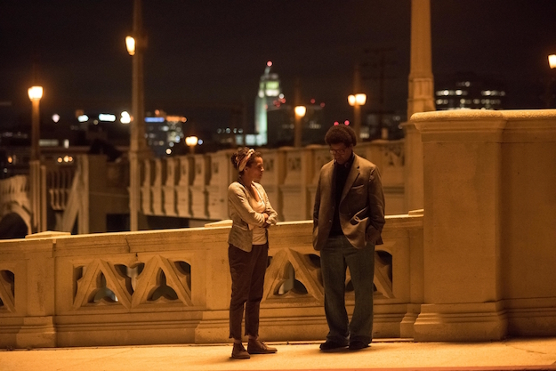 Denzel Washington and Carmen Dejogo in Columbia Pictures’ ROMAN J. ISRAEL ESQ.