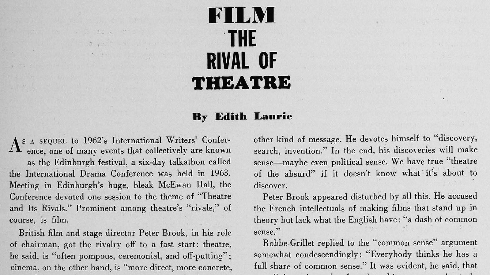 Film, the Rival of Theatre